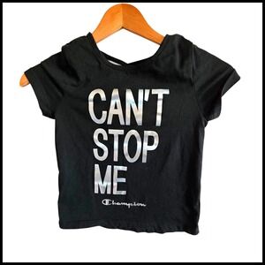Champion Crop Top Girls Activewear Criss Cross Back Can't Stop Me Size‎ 7/8